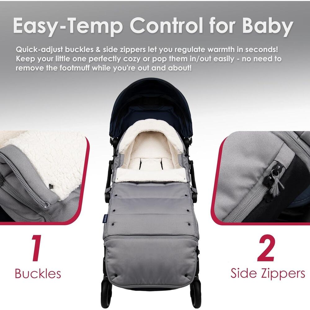 Universal, Weather-Proof, Warm Stroller Footmuff | Extendable Winter Cover | Adj - Picture 5 of 7